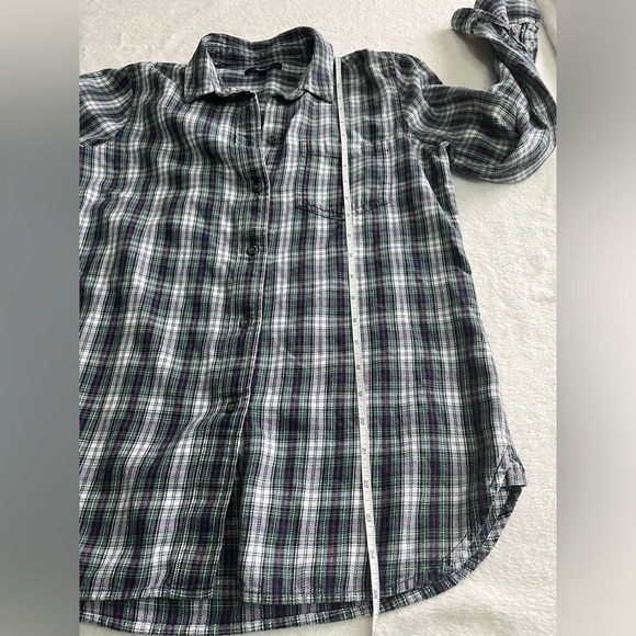 Madewell Sz Sm Green Classic Plaid Boyfriend Fall Flannel Button Up Long Sleeve - Picture 7 of 8